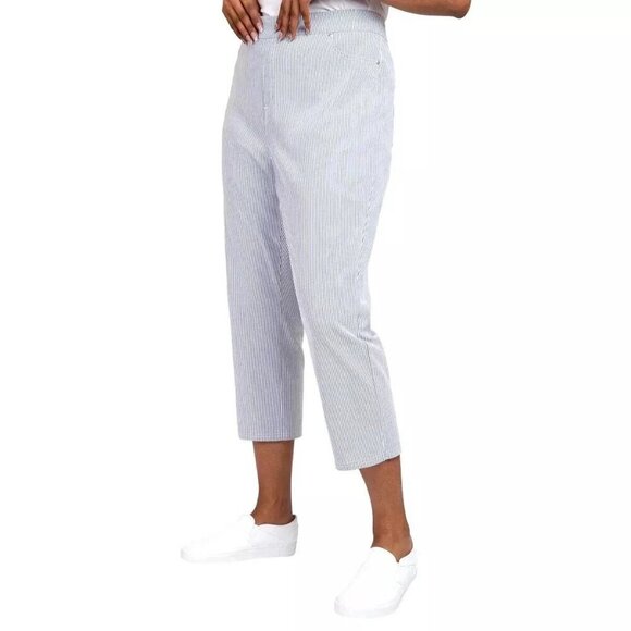 Mario Serrani Pants - NEW Mario Serrani Women's XL  Comfort Stretch Capri Pants Navy/Ivory Stripped